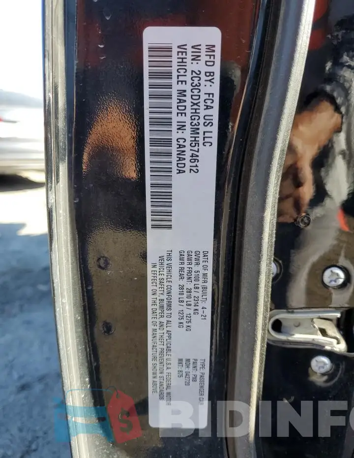 2C3CDXHG3MH574612 Photo# 12