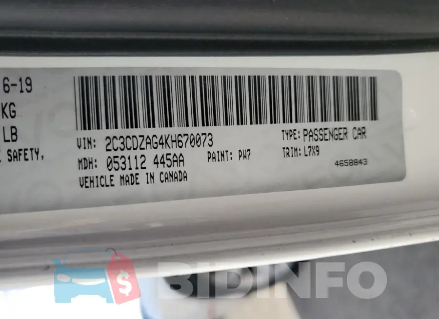 2C3CDZAG4KH670073 Photo# 13