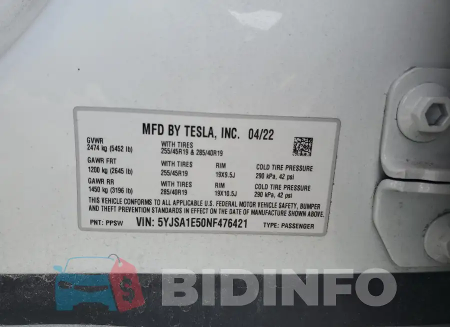 5YJSA1E50NF476421 Photo# 13