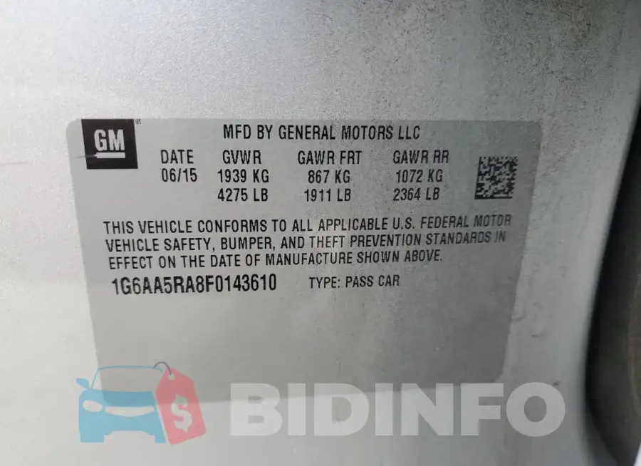 1G6AA5RA8F0143610 Photo# 12