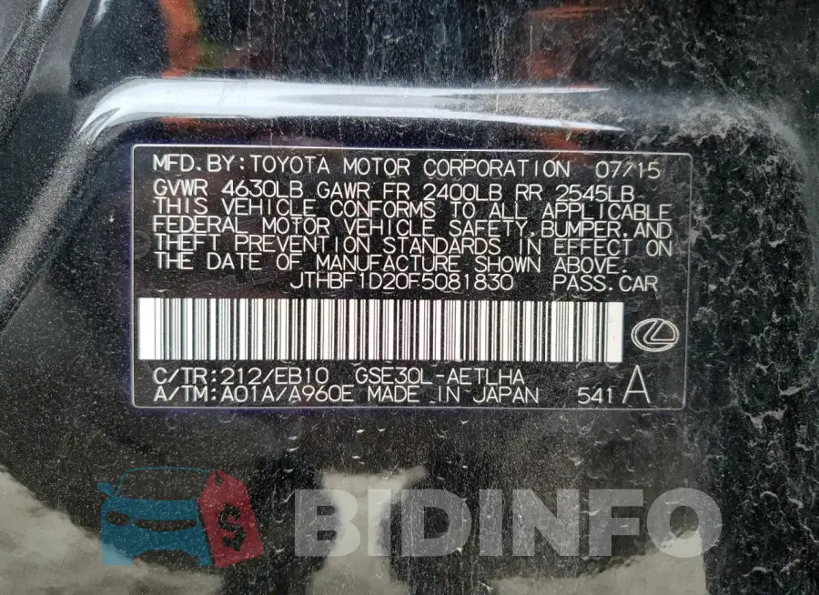 JTHBF1D20F5081830 Photo# 12
