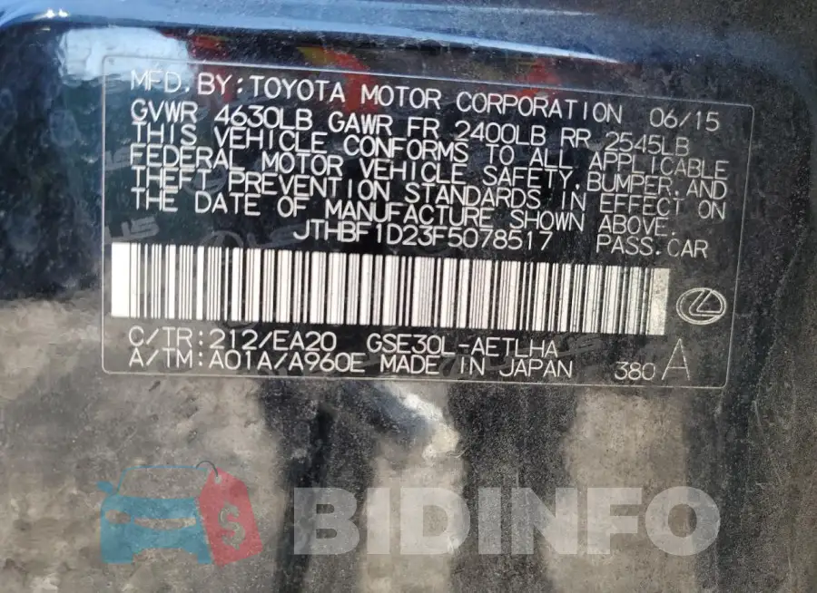 JTHBF1D23F5078517 Photo# 12