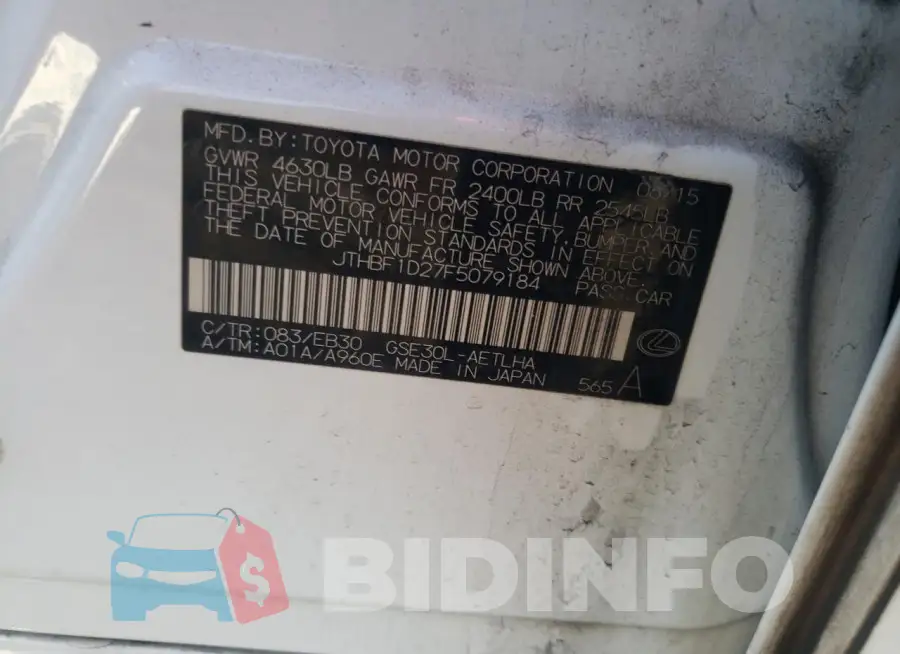 JTHBF1D27F5079184 Photo# 12