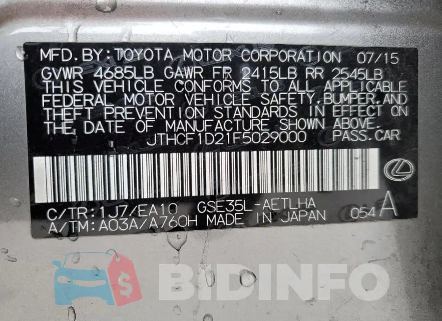 JTHCF1D21F5029000 Photo# 13