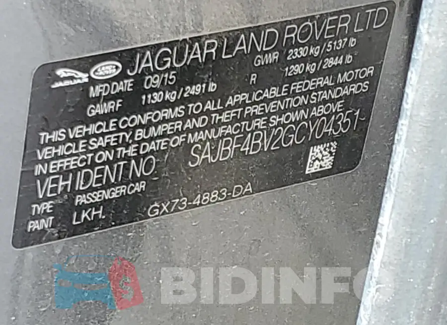 SAJBF4BV2GCY04351 Photo# 13