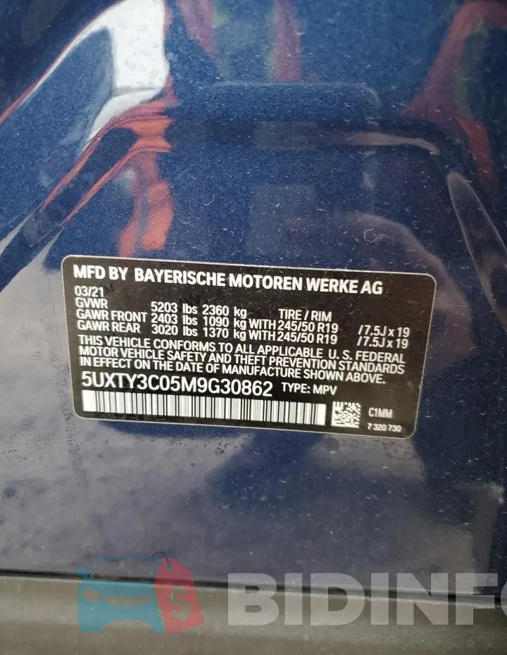 5UXTY3C05M9G30862 Photo# 13