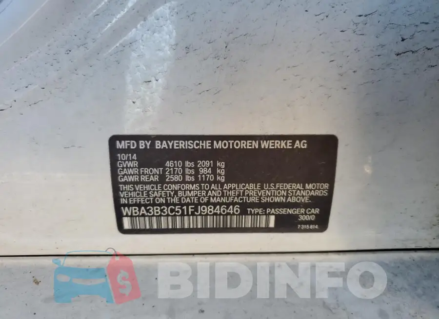 WBA3B3C51FJ984646 Photo# 12