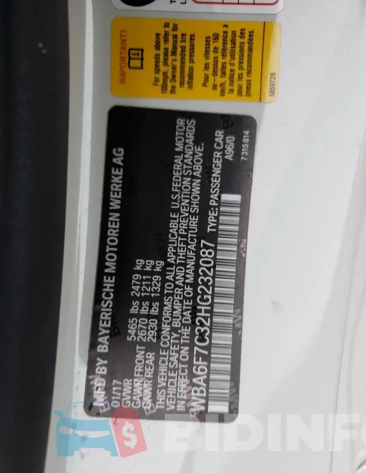 WBA6F7C32HG232087 Photo# 12