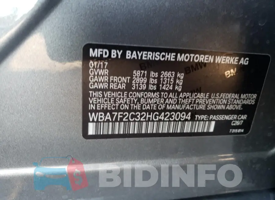 WBA7F2C32HG423094 Photo# 12
