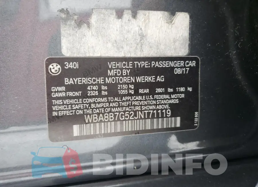 WBA8B7G52JNT71119 Photo# 12