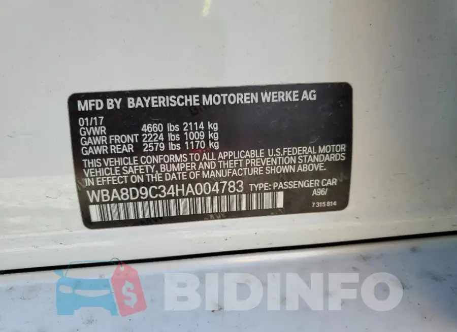 WBA8D9C34HA004783 Photo# 12