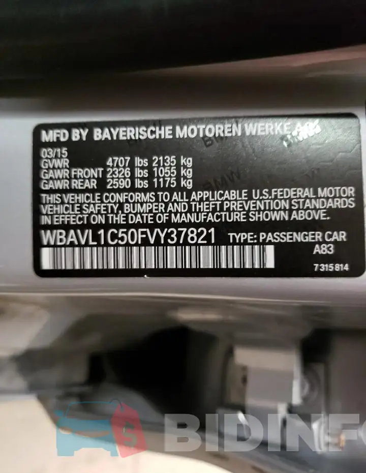 WBAVL1C50FVY37821 Photo# 12