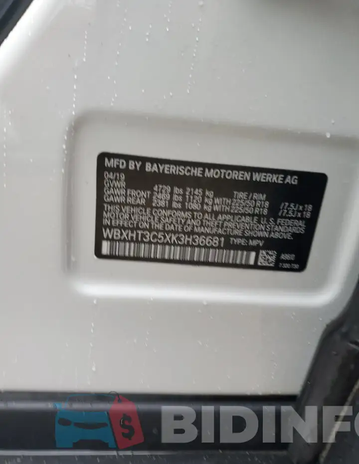WBXHT3C5XK3H36681 Photo# 13