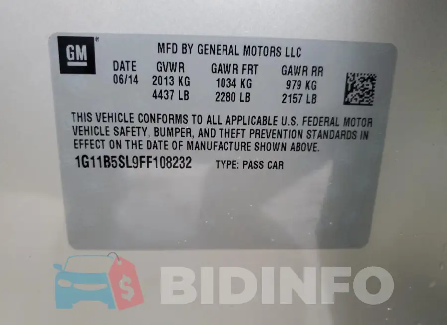 1G11B5SL9FF108232 Photo# 12