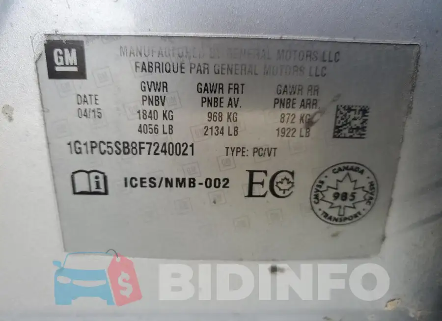 1G1PC5SB8F7240021 Photo# 12