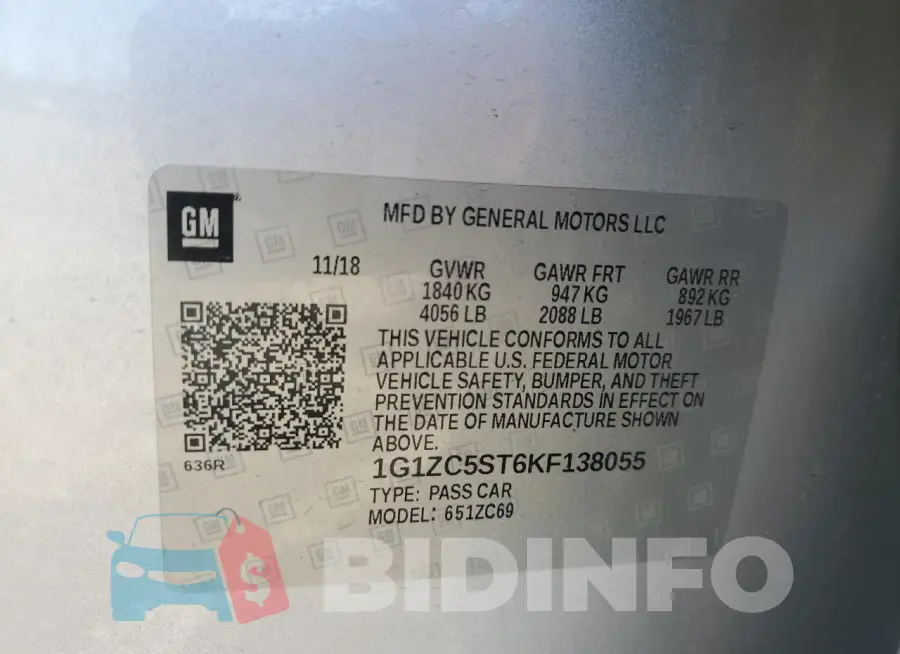 1G1ZC5ST6KF138055 Photo# 12