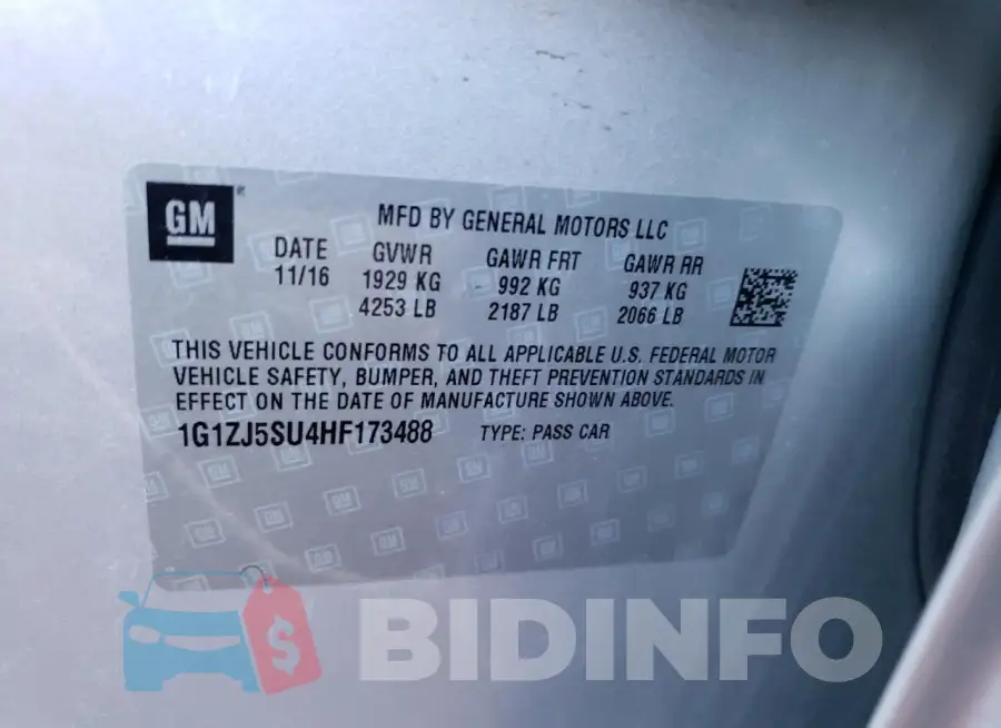 1G1ZJ5SU4HF173488 Photo# 13