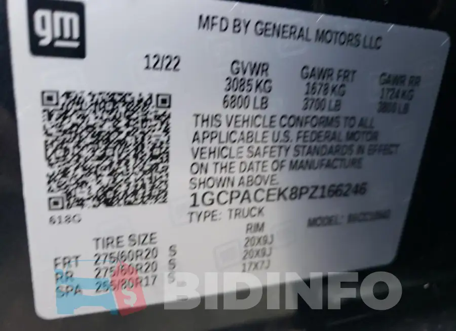 1GCPACEK8PZ166246 Photo# 12