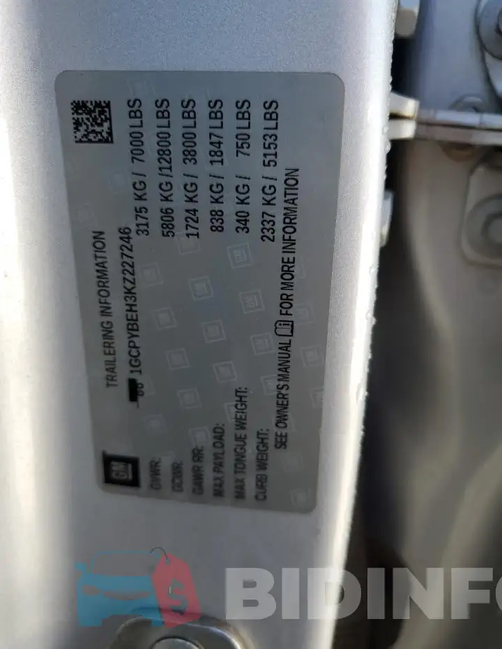 1GCPYBEH3KZ227246 Photo# 13