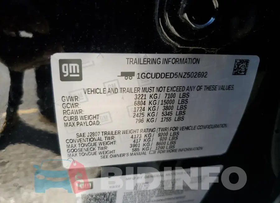 1GCUDDED5NZ502692 Photo# 13