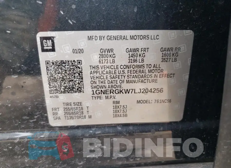 1GNERGKW7LJ204256 Photo# 13