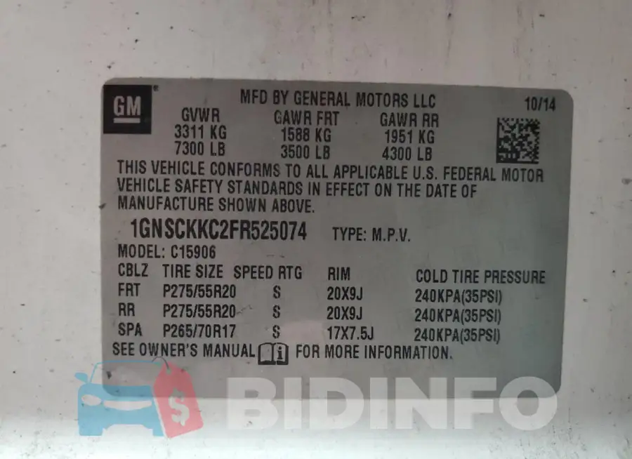 1GNSCKKC2FR525074 Photo# 13