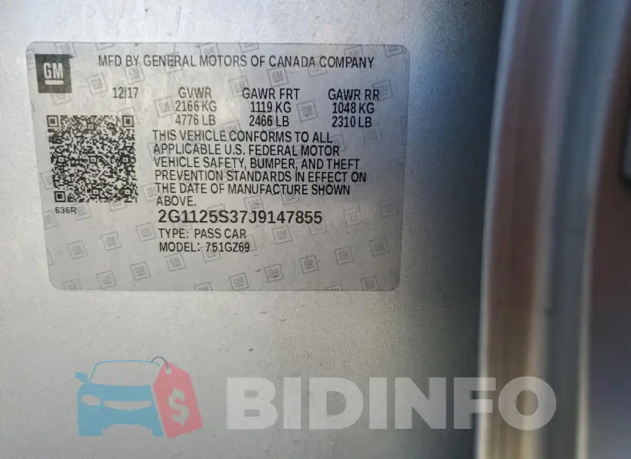 2G1125S37J9147855 Photo# 12