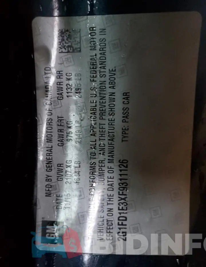 2G1FD1E3XF9311126 Photo# 12