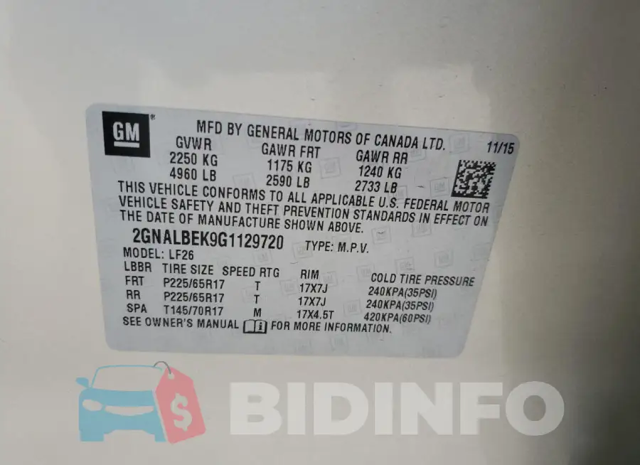 2GNALBEK9G1129720 Photo# 13
