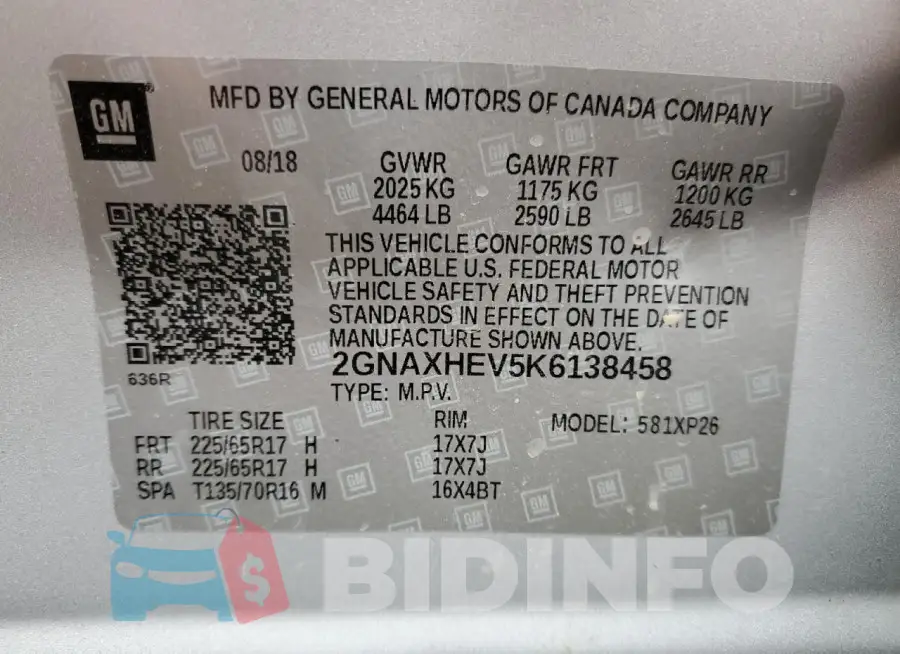 2GNAXHEV5K6138458 Photo# 12
