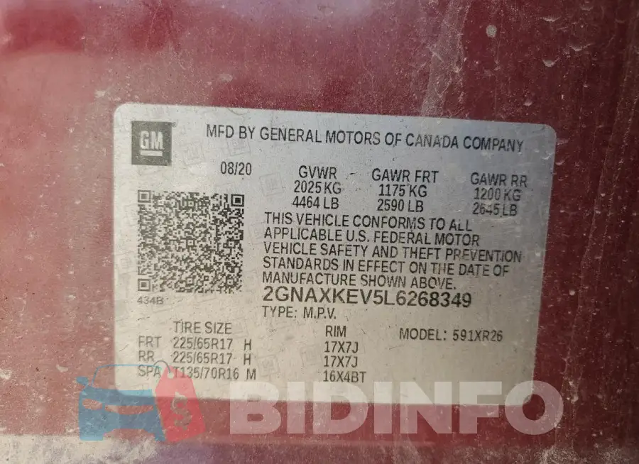 2GNAXKEV5L6268349 Photo# 13