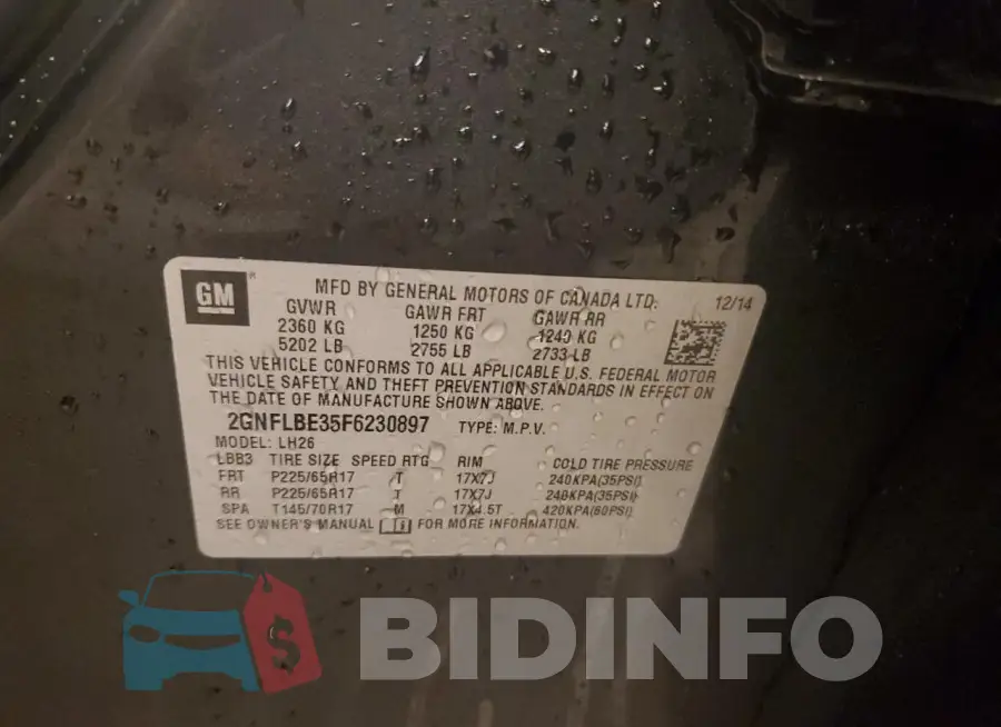 2GNFLBE35F6230897 Photo# 12