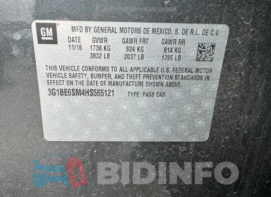3G1BE6SM4HS565121 Photo# 10