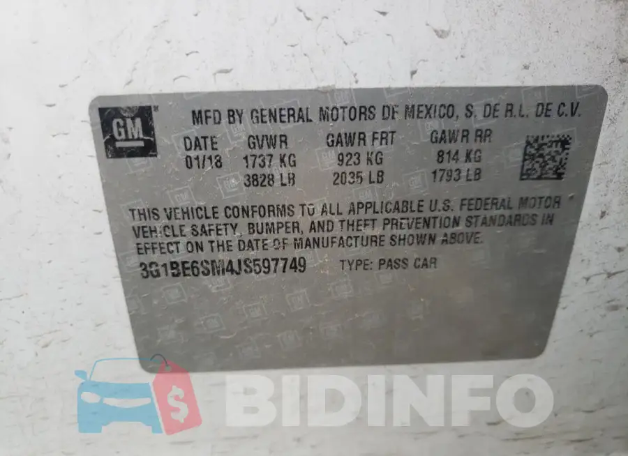 3G1BE6SM4JS597749 Photo# 12