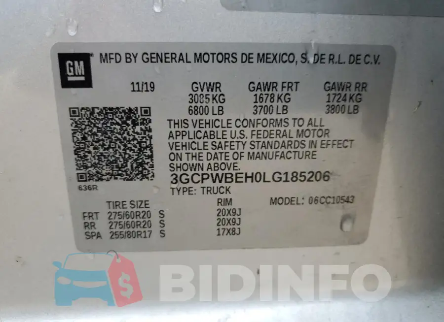 3GCPWBEH0LG185206 Photo# 12