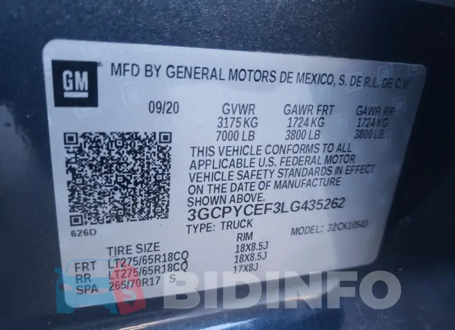 3GCPYCEF3LG435262 Photo# 12