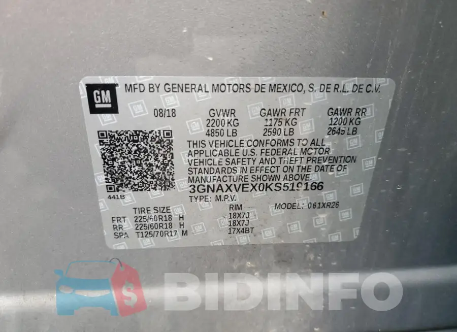 3GNAXVEX0KS519166 Photo# 13