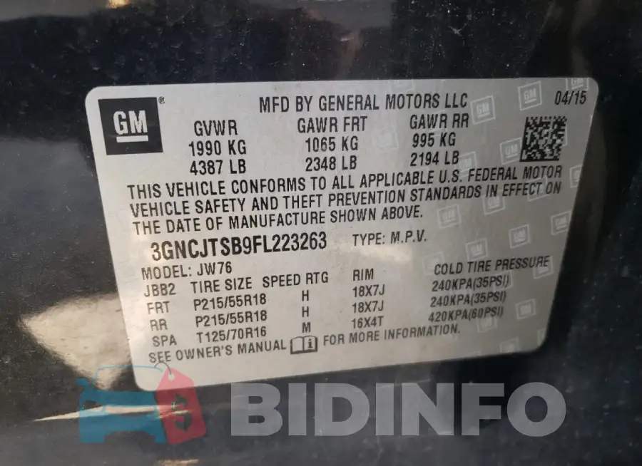 3GNCJTSB9FL223263 Photo# 13