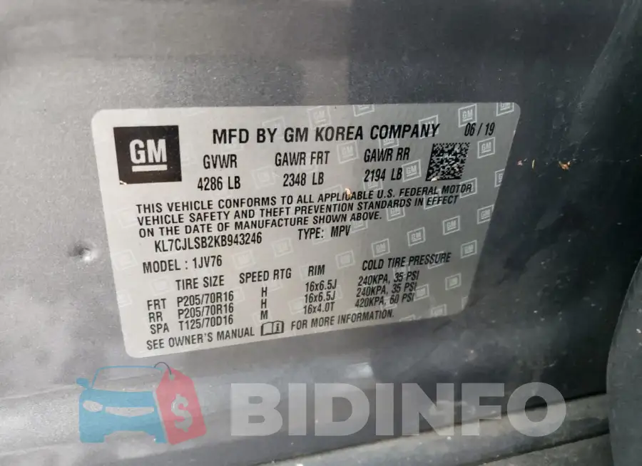 KL7CJLSB2KB943246 Photo# 13