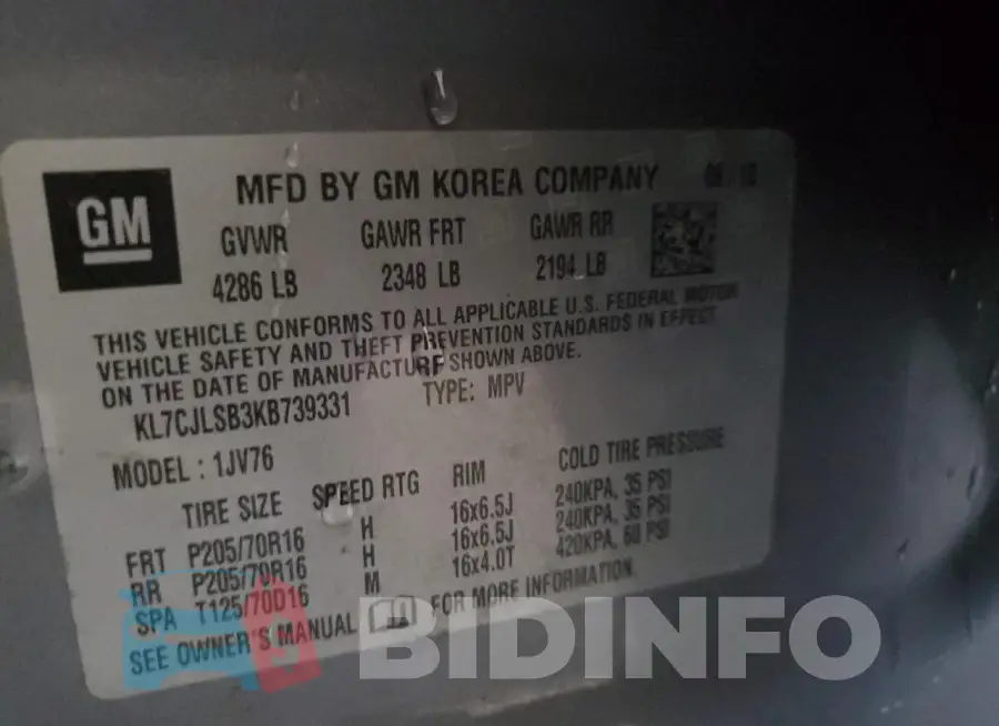 KL7CJLSB3KB739331 Photo# 13
