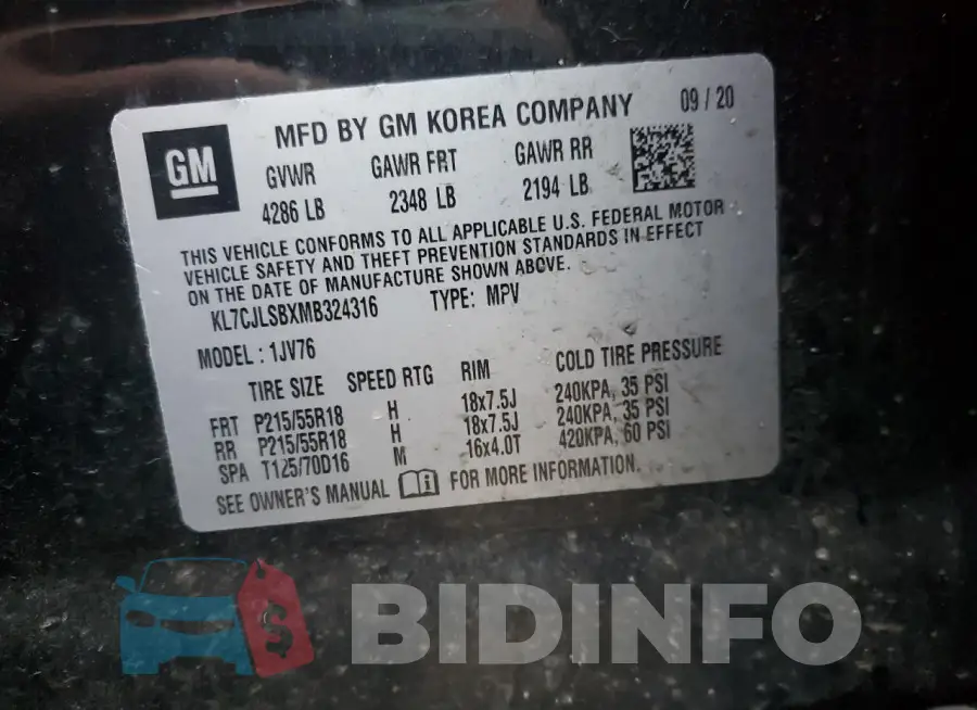 KL7CJLSBXMB324316 Photo# 13