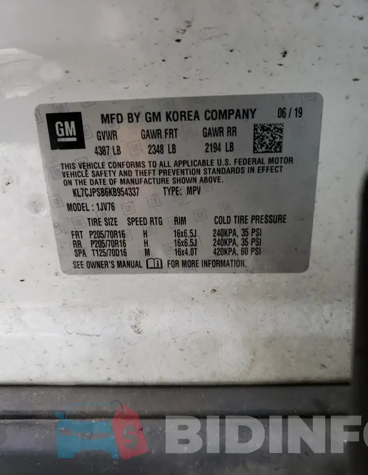 KL7CJPSB6KB954337 Photo# 13