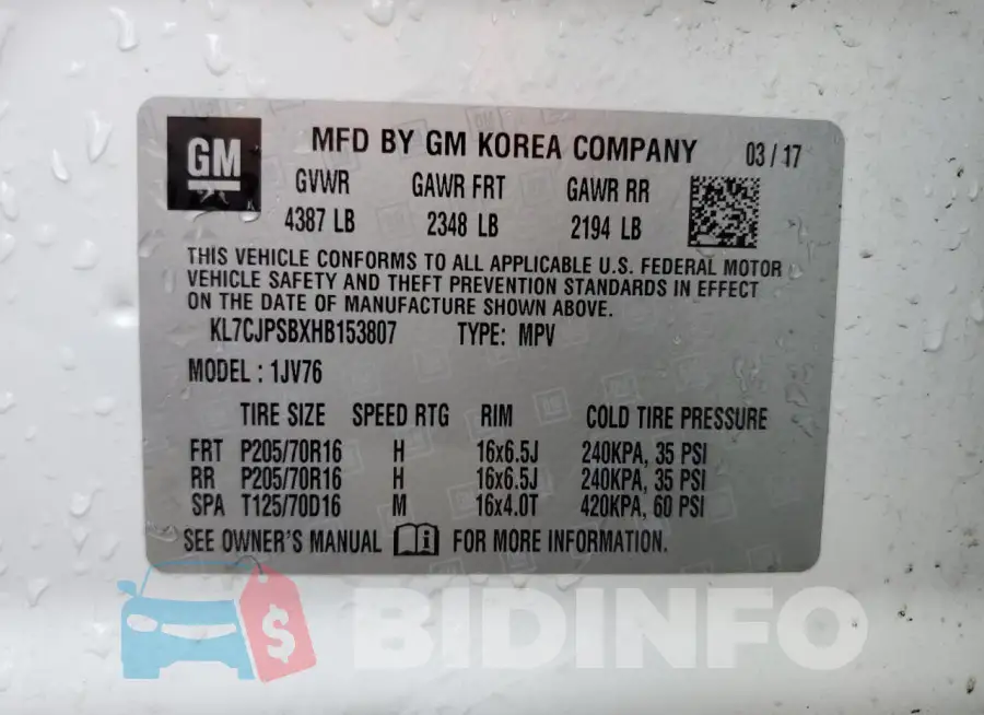 KL7CJPSBXHB153807 Photo# 13