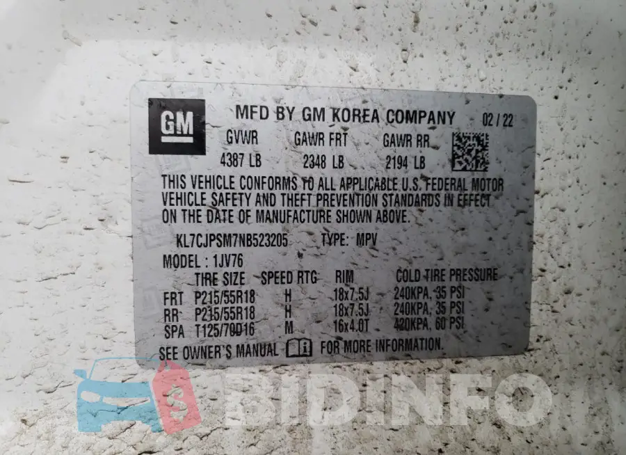 KL7CJPSM7NB523205 Photo# 13