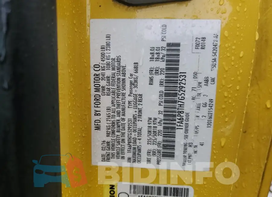 1FA6P8TH7G5292531 Photo# 12
