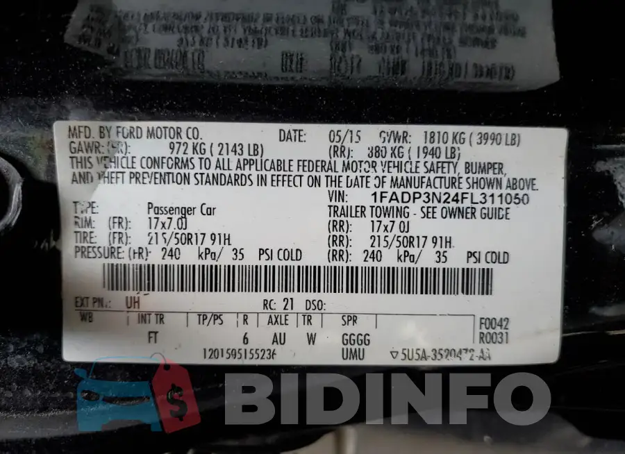 1FADP3N24FL311050 Photo# 12