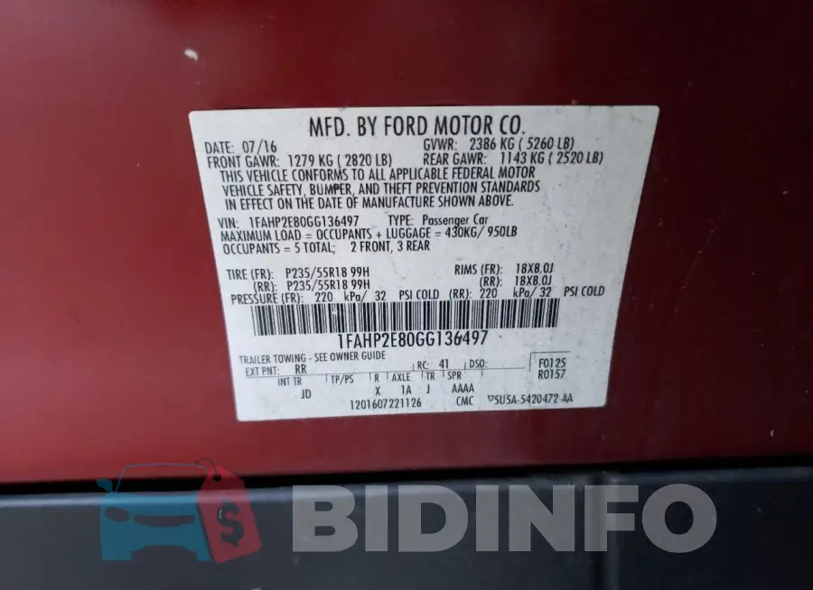 1FAHP2E80GG136497 Photo# 12