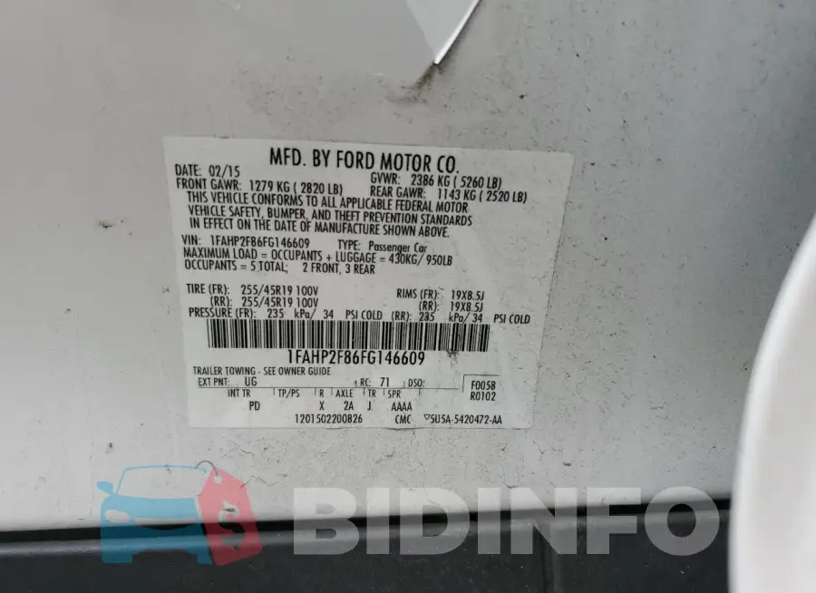 1FAHP2F86FG146609 Photo# 12