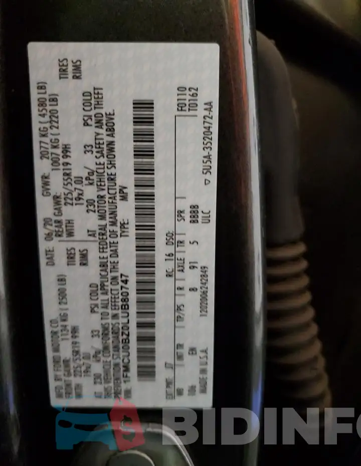 1FMCU0BZ0LUB80747 Photo# 13