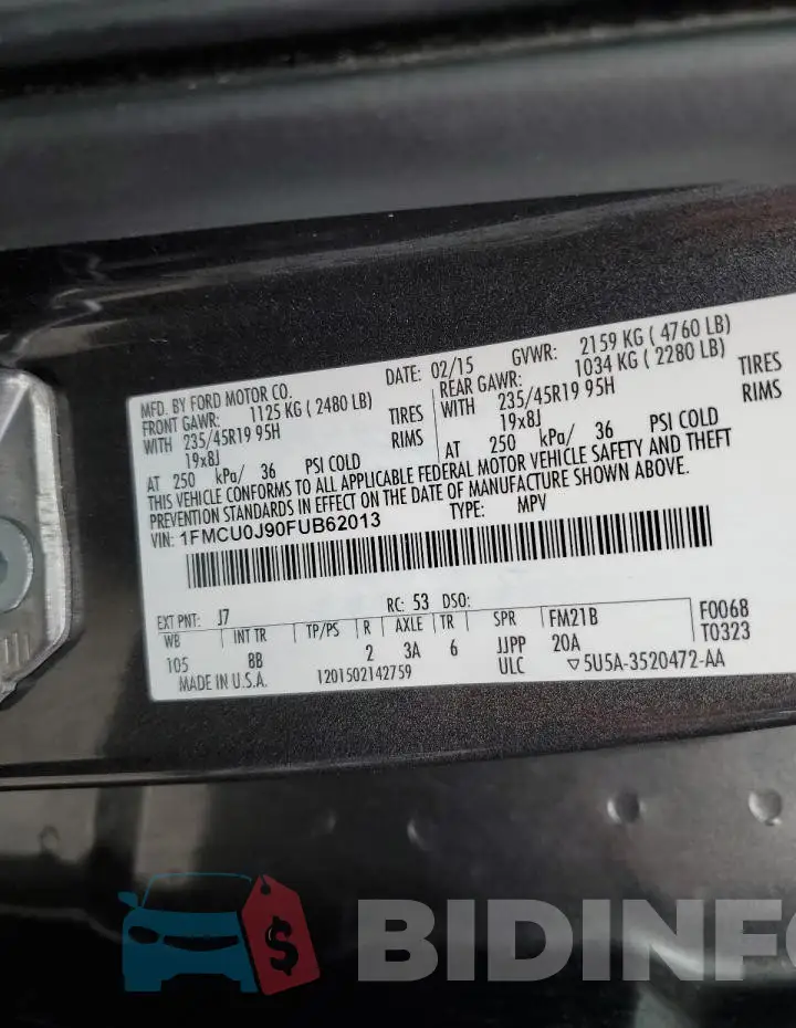 1FMCU0J90FUB62013 Photo# 12